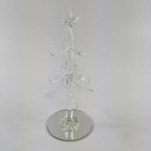 Swung Art Glass Clear Christmas Tree Holiday Decor Mini Ornaments Artisan Gift - Picture 4 of 14